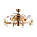 Large Chandelier Candle LED Decoration HC901 Noiseless DC Motor Livingroom Retractable Ceiling Fans with Lights