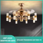 Large Chandelier Candle LED Decoration HC901 Noiseless DC Motor Livingroom Retractable Ceiling Fans with Lights