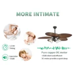 52 Inches Iron Blade Polychromatic Adjustable Smart Yuta App Remote Control HC554 Ceiling Led Chandelier Fan Ceiling