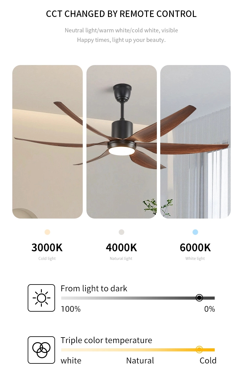 6 ABS Blades Remote Control LED Ceiling Fan with Light