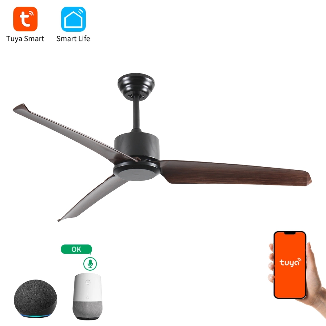 outdoor waterproof  Brown Color ABS Blades Bedroom Low Profile LED Ceiling Fan with Light