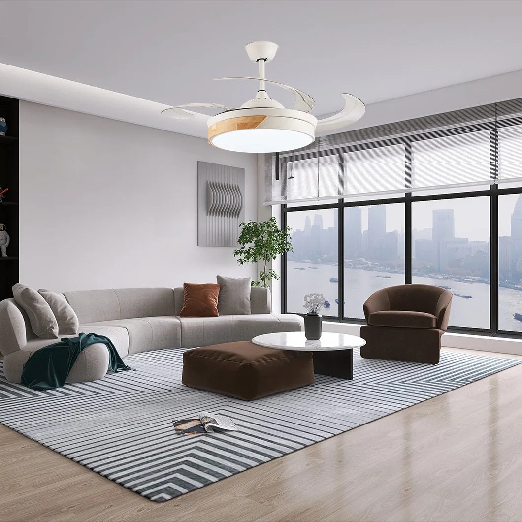 European Style Silence High Speed 4blades PC Invisible Ceiling Fan Light
