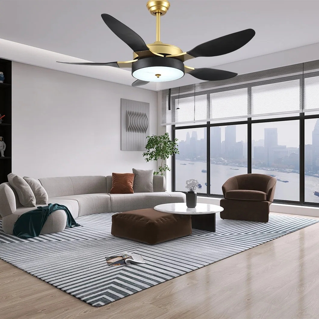 Golden White ABS Blades American Style Remote Control Ceiling Fan with Light