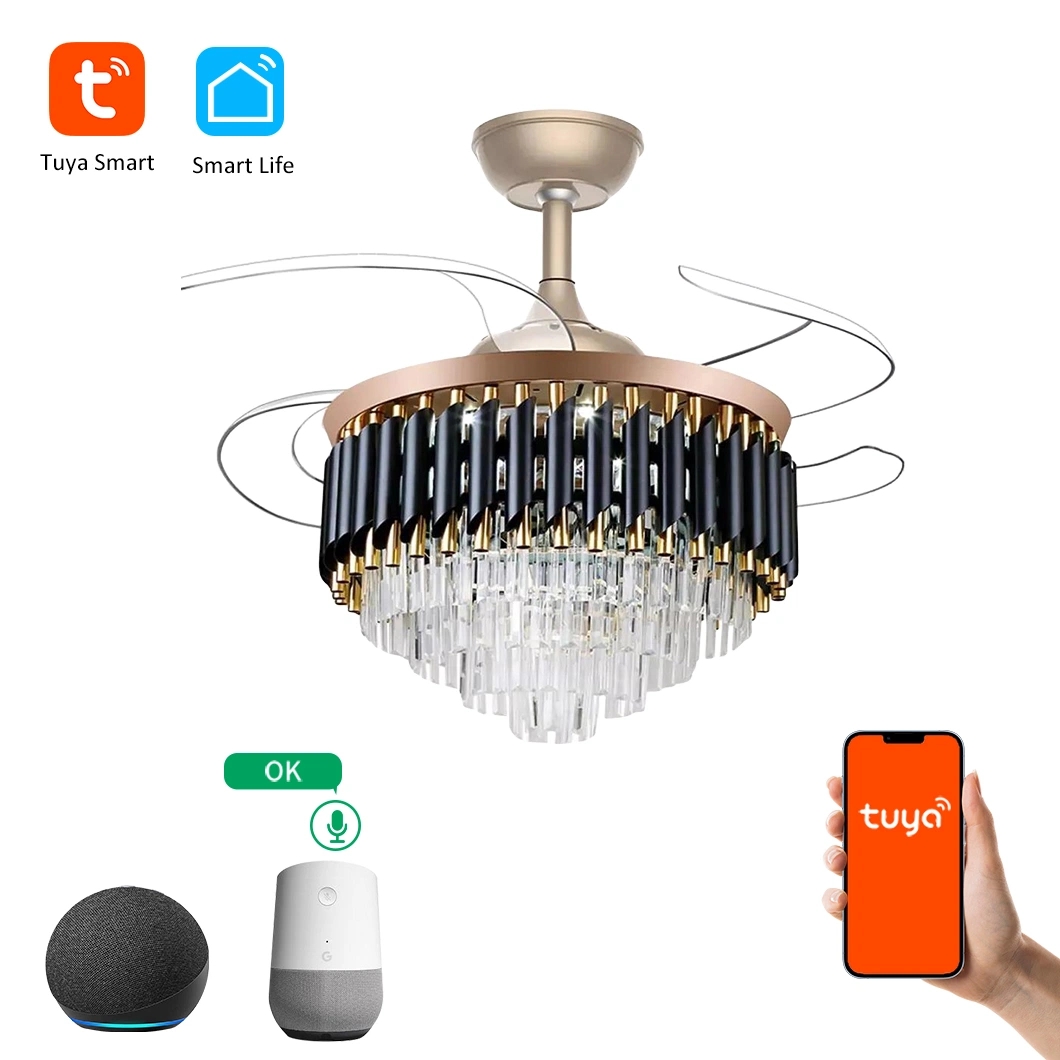 Invisible Fan with Smart Control Dcmotor Low Noise Crystal Ceiling Light