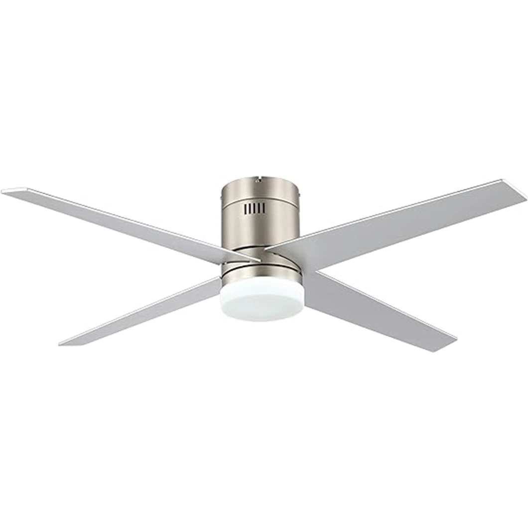 Modern LED Lighting Remote Control Copper Motor Silver Ceiling Fan with Light